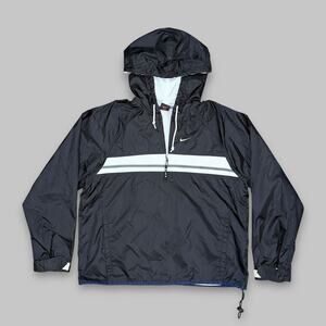 Vintage Nike Black & White Windbreaker Hooded Jacket – Size Large